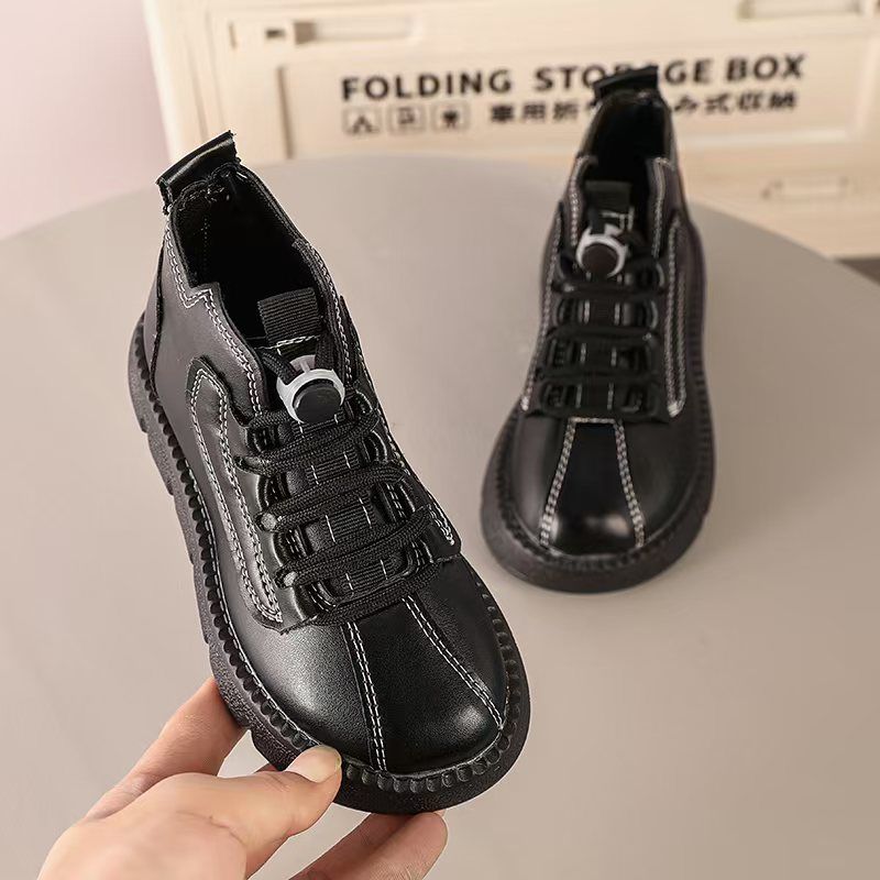 High quality Kids Fashion Autumn Boots PU Leather Shoes kids anti-slip boots
