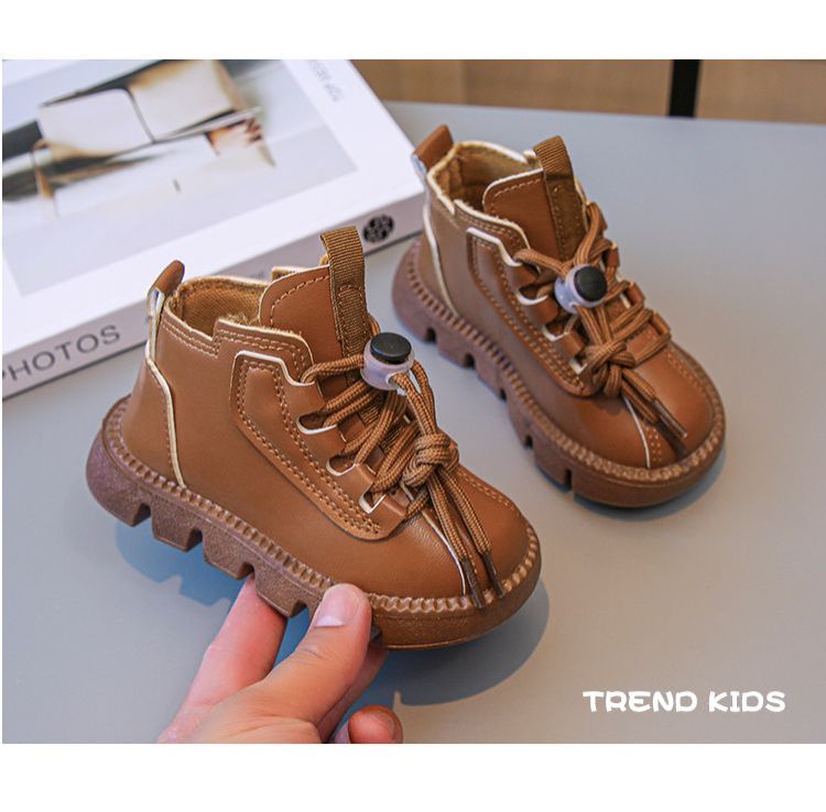 High quality Kids Fashion Autumn Boots PU Leather Shoes kids anti-slip boots
