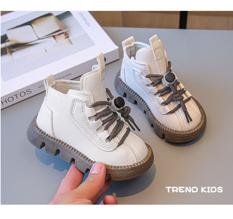 High quality Kids Fashion Autumn Boots PU Leather Shoes kids anti-slip boots