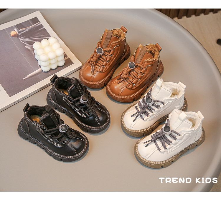 High quality Kids Fashion Autumn Boots PU Leather Shoes kids anti-slip boots