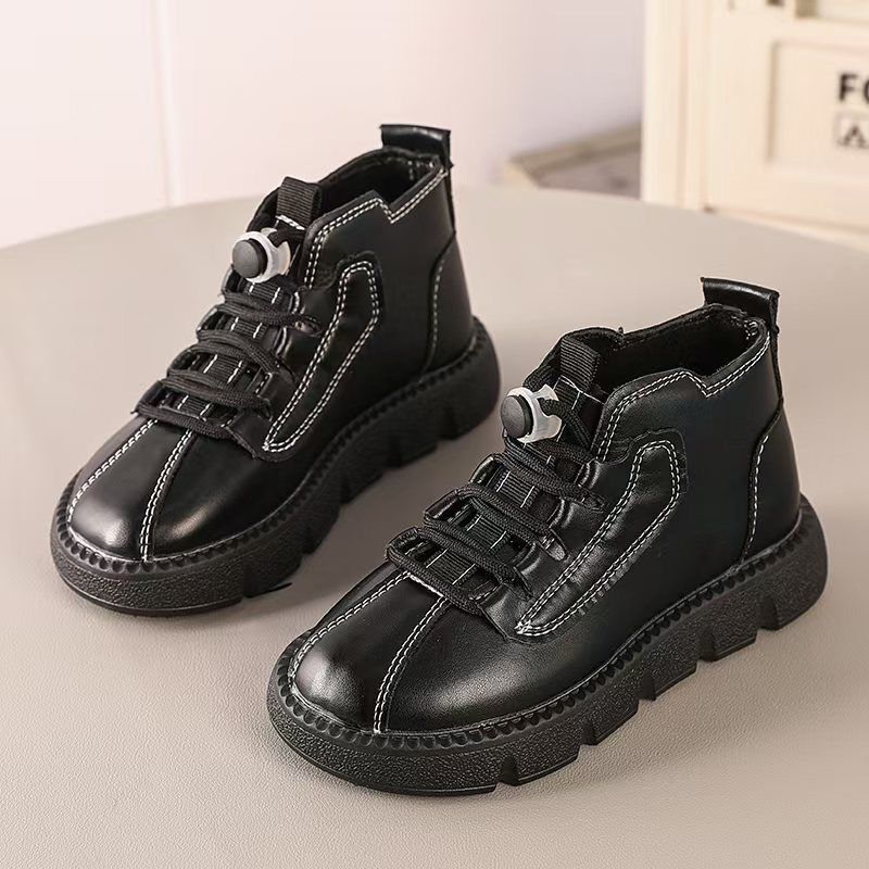 High quality Kids Fashion Autumn Boots PU Leather Shoes kids anti-slip boots