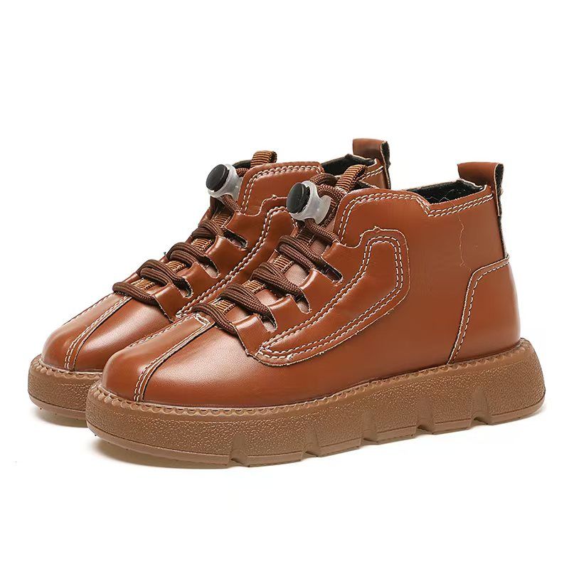High quality Kids Fashion Autumn Boots PU Leather Shoes kids anti-slip boots