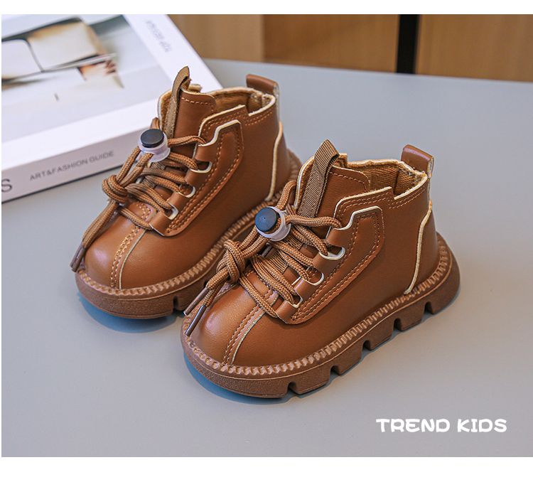 High quality Kids Fashion Autumn Boots PU Leather Shoes kids anti-slip boots