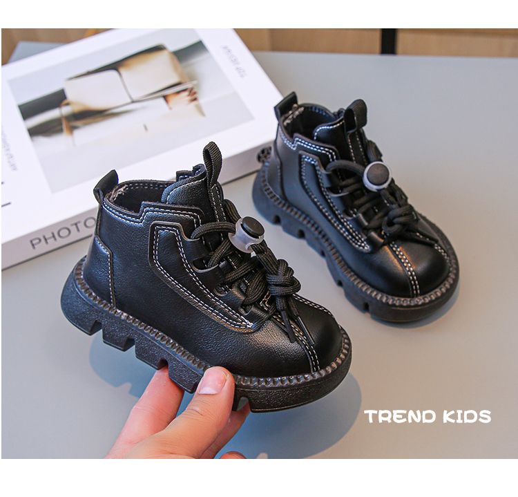 High quality Kids Fashion Autumn Boots PU Leather Shoes kids anti-slip boots