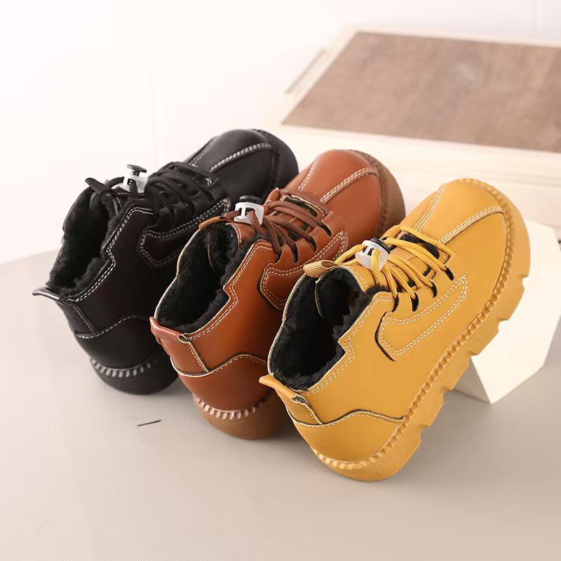 High quality Kids Fashion Autumn Boots PU Leather Shoes kids anti-slip boots