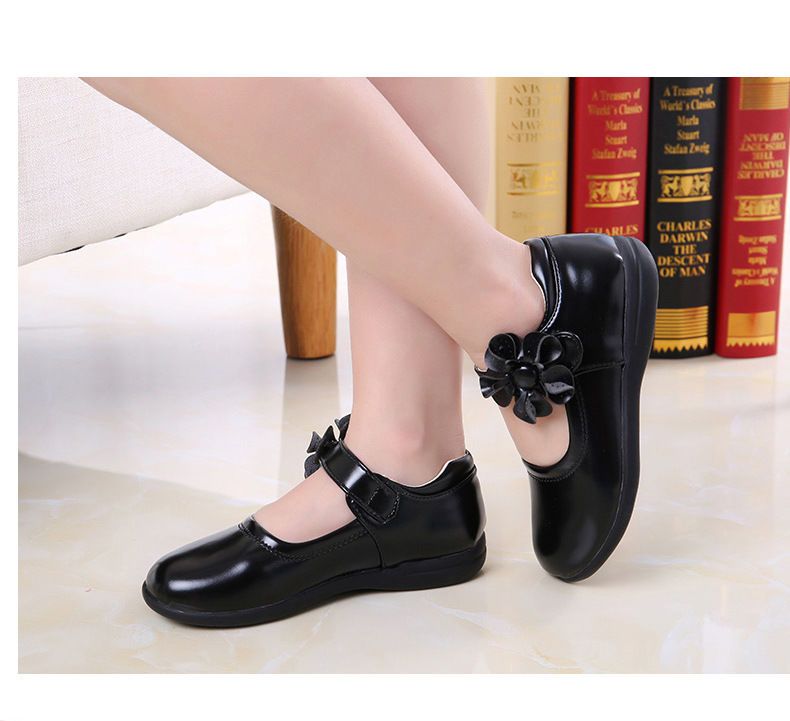 New Styles Toddler Kids Dress Shoes Girls Flower Princess Shoes PU Leather Ballet Flat Shoes for Wedding Party School