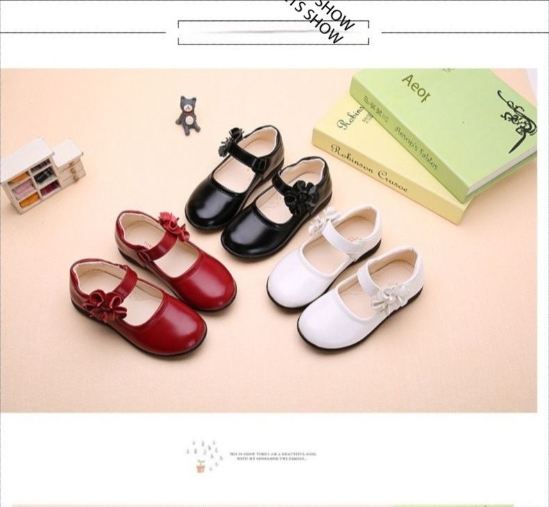 New Styles Toddler Kids Dress Shoes Girls Flower Princess Shoes PU Leather Ballet Flat Shoes for Wedding Party School