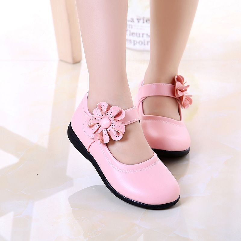 New Styles Toddler Kids Dress Shoes Girls Flower Princess Shoes PU Leather Ballet Flat Shoes for Wedding Party School