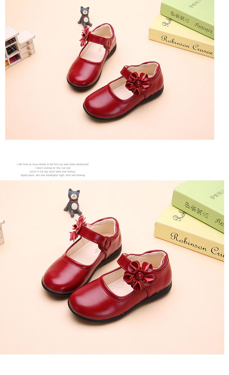 New Styles Toddler Kids Dress Shoes Girls Flower Princess Shoes PU Leather Ballet Flat Shoes for Wedding Party School
