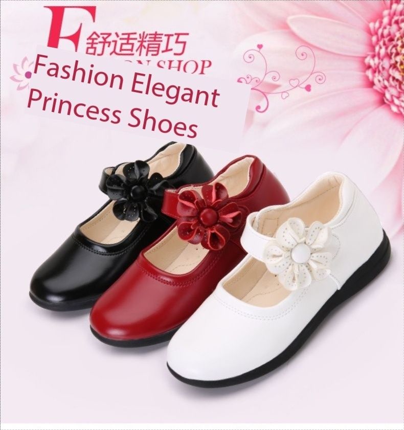 New Styles Toddler Kids Dress Shoes Girls Flower Princess Shoes PU Leather Ballet Flat Shoes for Wedding Party School