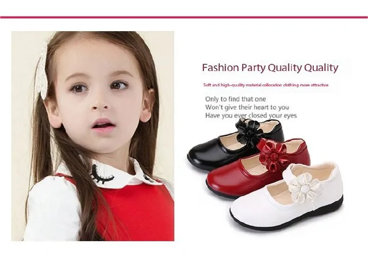 New Styles Toddler Kids Dress Shoes Girls Flower Princess Shoes PU Leather Ballet Flat Shoes for Wedding Party School
