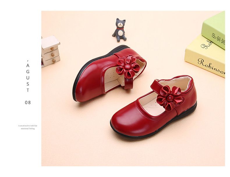 New Styles Toddler Kids Dress Shoes Girls Flower Princess Shoes PU Leather Ballet Flat Shoes for Wedding Party School