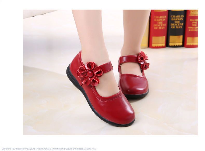 New Styles Toddler Kids Dress Shoes Girls Flower Princess Shoes PU Leather Ballet Flat Shoes for Wedding Party School