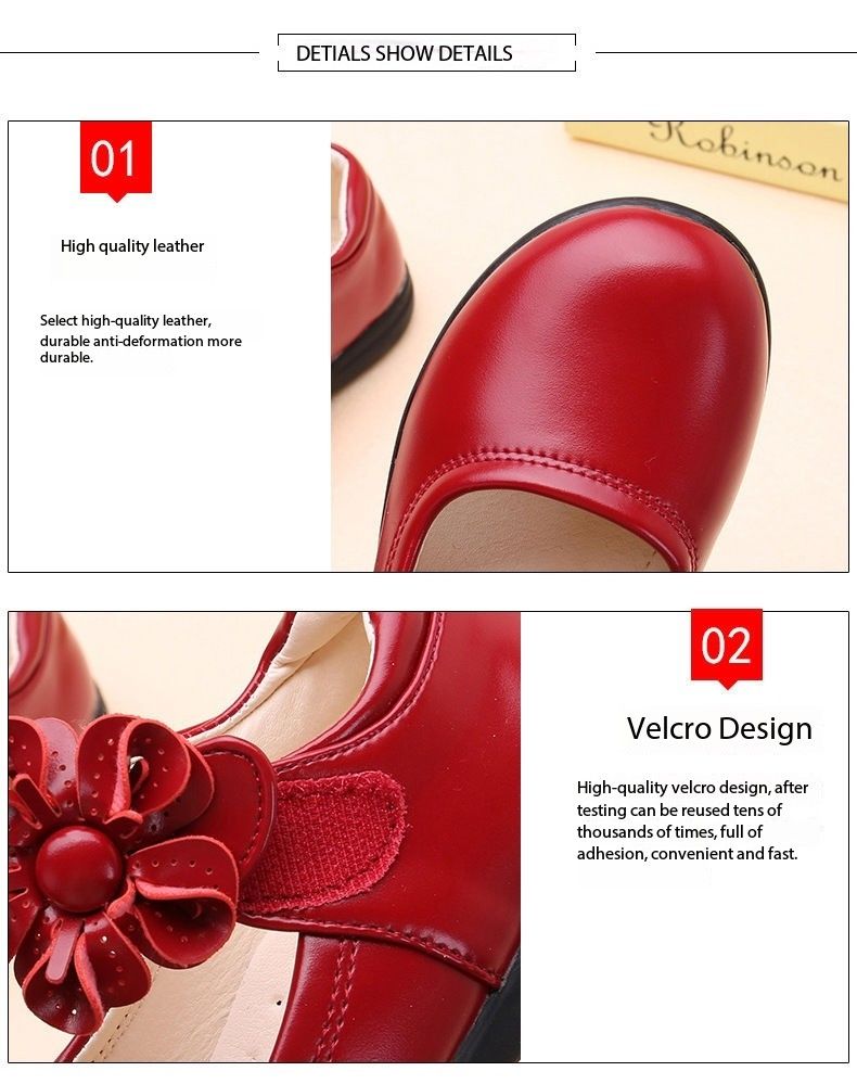 New Styles Toddler Kids Dress Shoes Girls Flower Princess Shoes PU Leather Ballet Flat Shoes for Wedding Party School