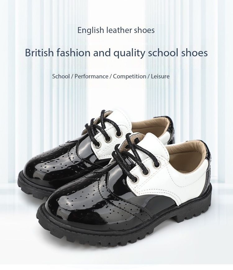 Custom British Style Wholesale Children Teenagers Dress Shoes Boy Zapatos Escolares Kids School Shoes Genuine Leather Black