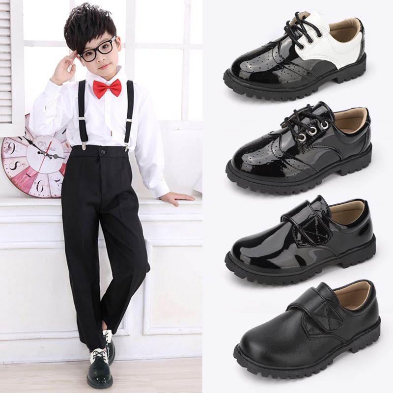 Custom British Style Wholesale Children Teenagers Dress Shoes Boy Zapatos Escolares Kids School Shoes Genuine Leather Black