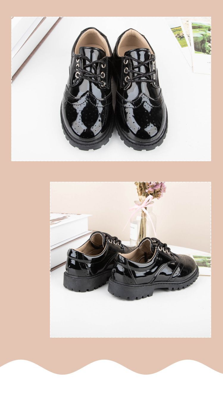 Custom British Style Wholesale Children Teenagers Dress Shoes Boy Zapatos Escolares Kids School Shoes Genuine Leather Black