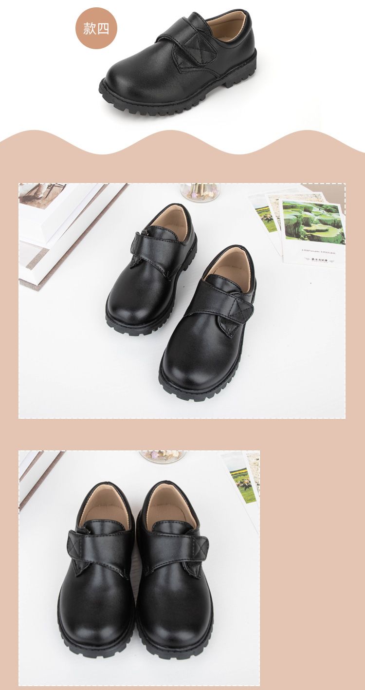 Custom British Style Wholesale Children Teenagers Dress Shoes Boy Zapatos Escolares Kids School Shoes Genuine Leather Black