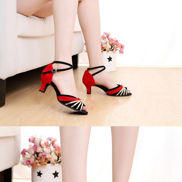 QUICK SELL SOLD AT 30% DISCOUNT women 5.5cm and 3.5cm high heel gold red black dance shoes woman cozy dance shoes sandals