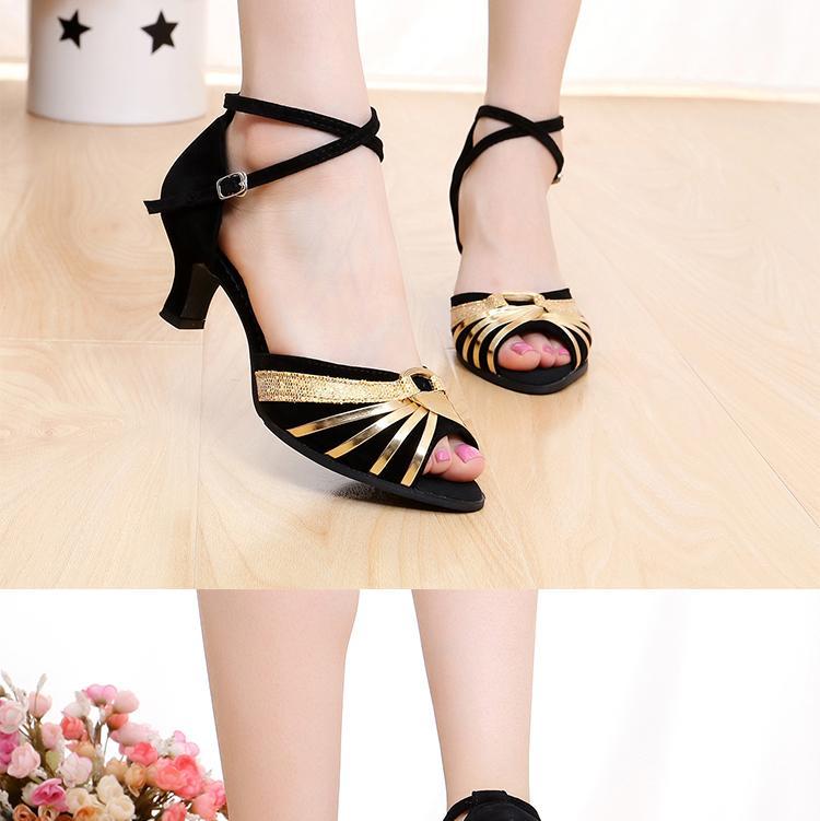 QUICK SELL SOLD AT 30% DISCOUNT women 5.5cm and 3.5cm high heel gold red black dance shoes woman cozy dance shoes sandals