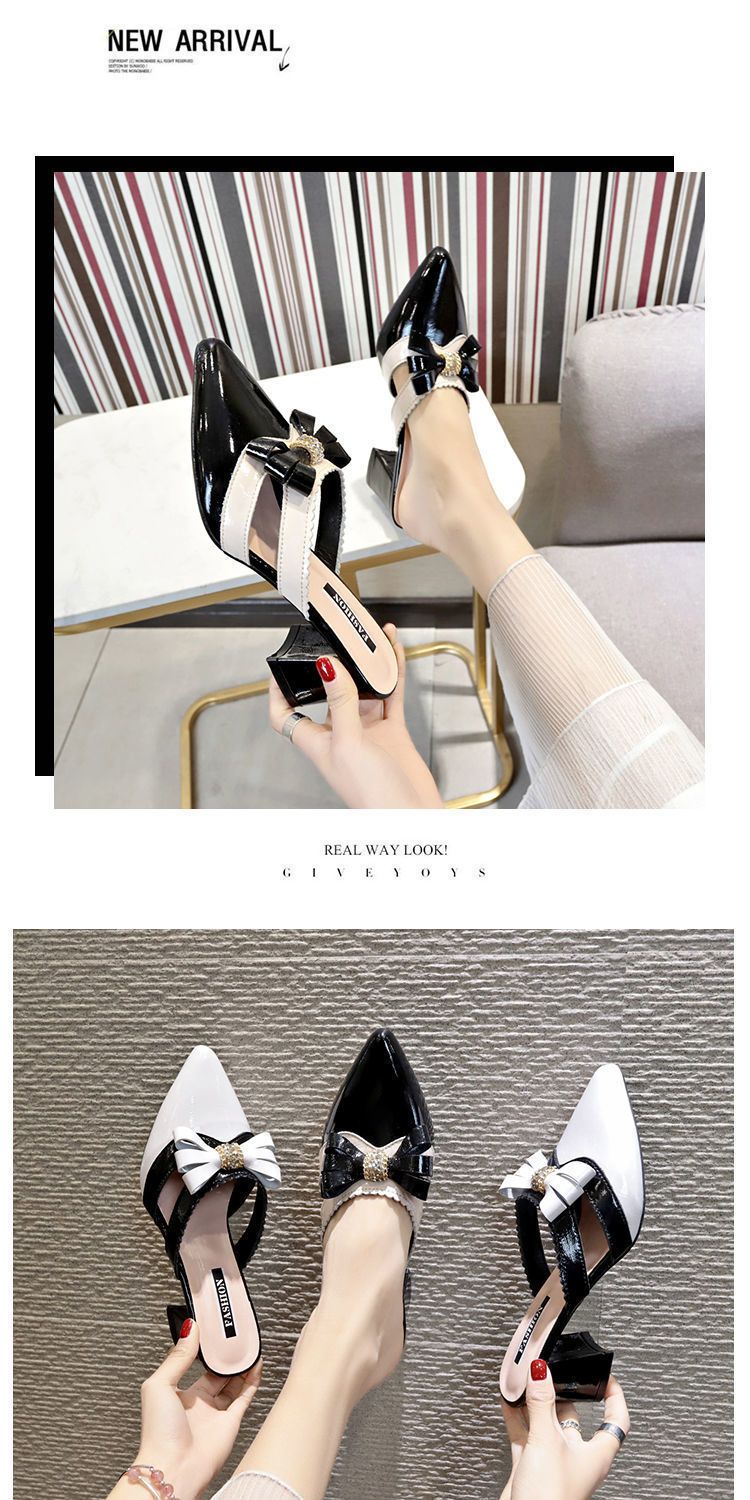 New Women Pointed Mary Jane Shoes Blue Party Sandals Sequined Shallow Sandals Lace-up Thick Heels Custom High Heels Women Pumps