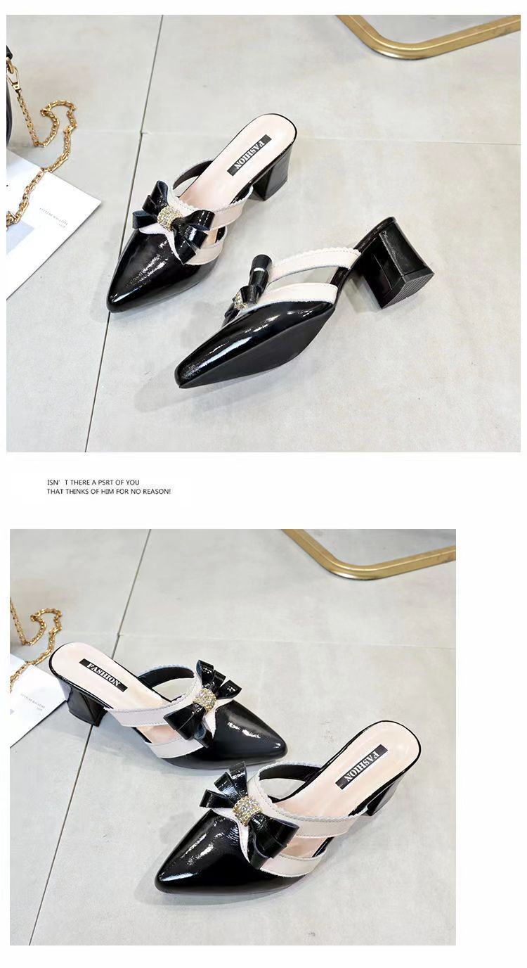 New Women Pointed Mary Jane Shoes Blue Party Sandals Sequined Shallow Sandals Lace-up Thick Heels Custom High Heels Women Pumps