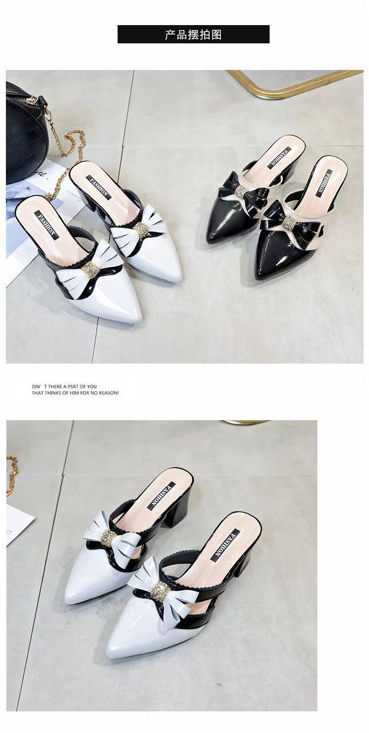 New Women Pointed Mary Jane Shoes Blue Party Sandals Sequined Shallow Sandals Lace-up Thick Heels Custom High Heels Women Pumps