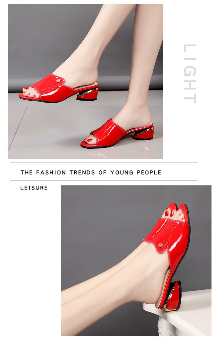 Red Sexy Pu Soft Leather Female Flip flop Slippers Summer Fashion Heels Slides Shoes Girls Comfortable Sandals