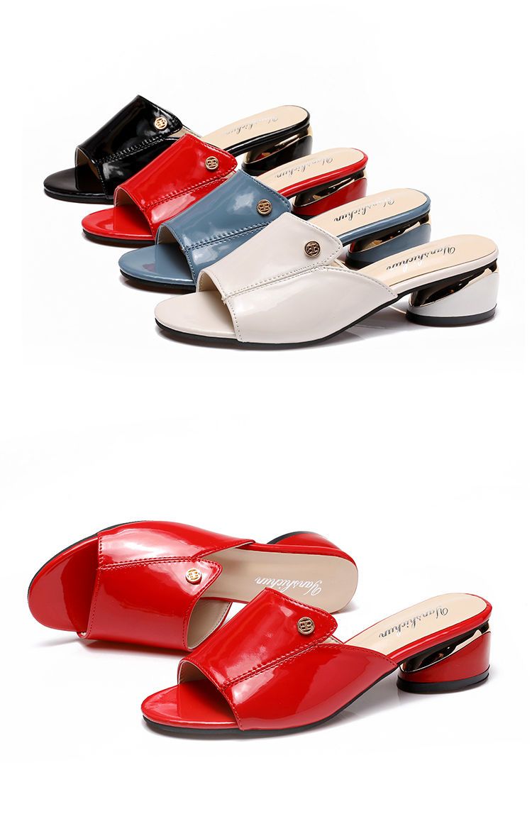 Red Sexy Pu Soft Leather Female Flip flop Slippers Summer Fashion Heels Slides Shoes Girls Comfortable Sandals