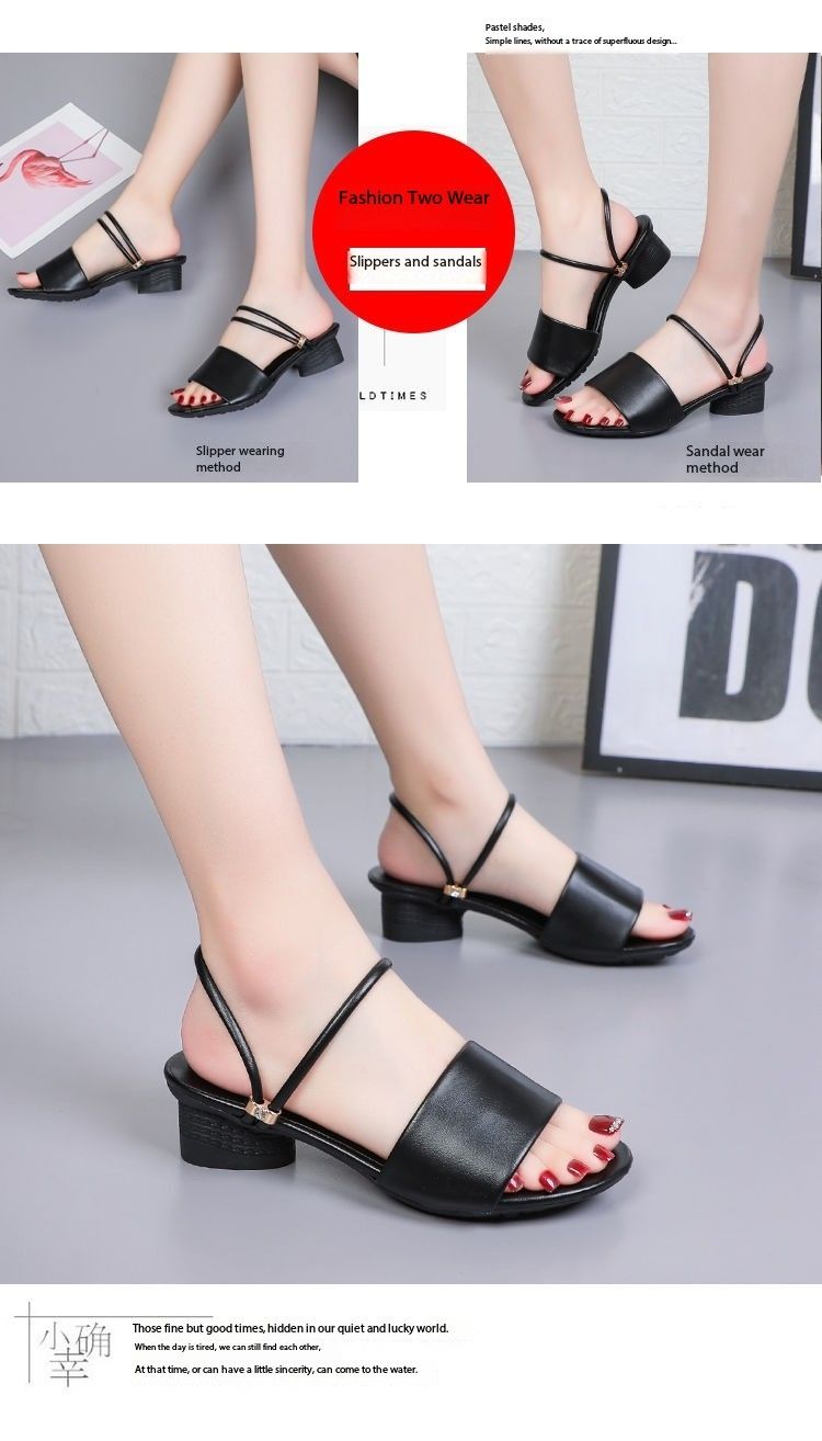 Fashion Ruizi Block Chunky Heel Sandals Party Wedding Dress Pumps Shoes PU Leather Low Heels for Women