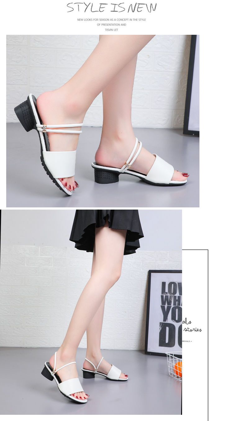 Fashion Ruizi Block Chunky Heel Sandals Party Wedding Dress Pumps Shoes PU Leather Low Heels for Women