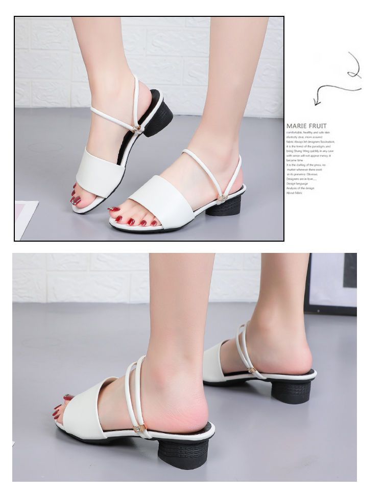 Fashion Ruizi Block Chunky Heel Sandals Party Wedding Dress Pumps Shoes PU Leather Low Heels for Women