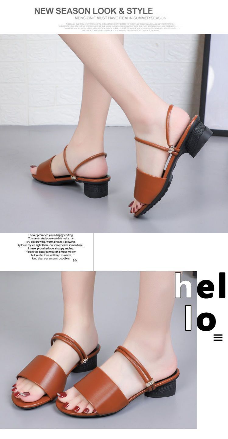 Fashion Ruizi Block Chunky Heel Sandals Party Wedding Dress Pumps Shoes PU Leather Low Heels for Women