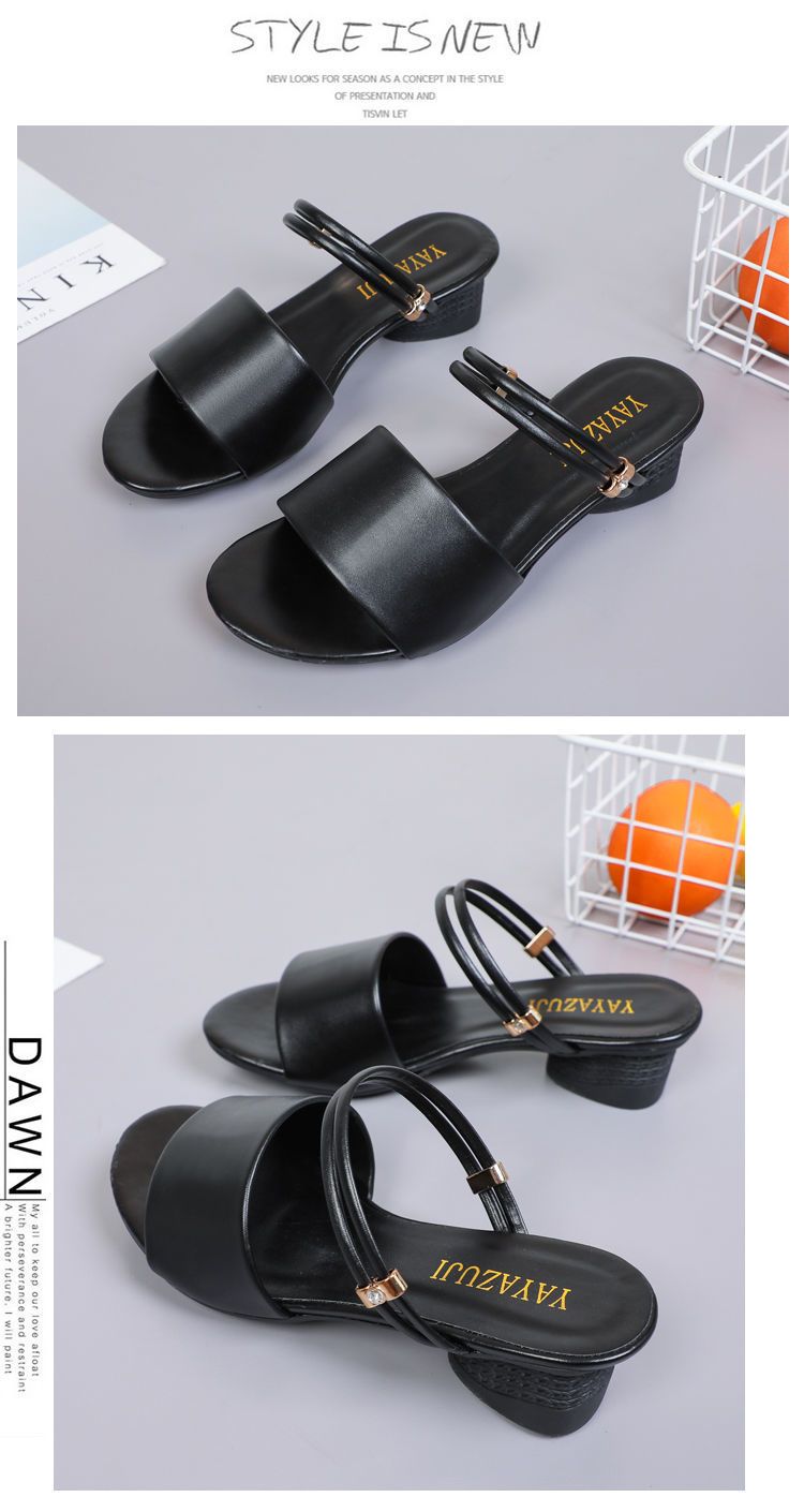 Fashion Ruizi Block Chunky Heel Sandals Party Wedding Dress Pumps Shoes PU Leather Low Heels for Women