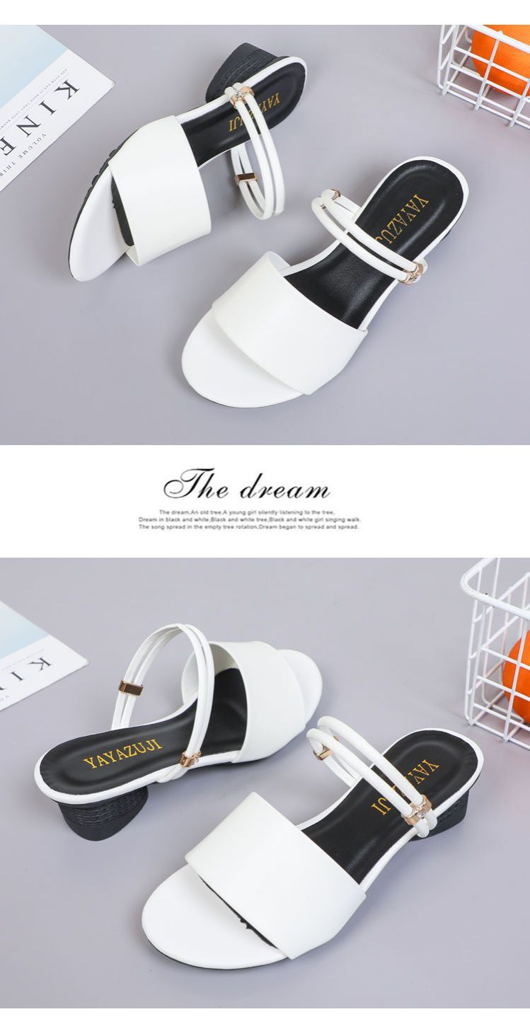 Fashion Ruizi Block Chunky Heel Sandals Party Wedding Dress Pumps Shoes PU Leather Low Heels for Women