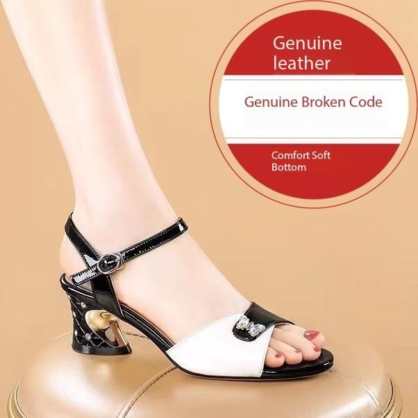 Xuanhui Season new classic retro mulle sandales talon sandals luxury pearl hollow open toe chunky slippers