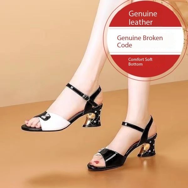 Xuanhui Season new classic retro mulle sandales talon sandals luxury pearl hollow open toe chunky slippers