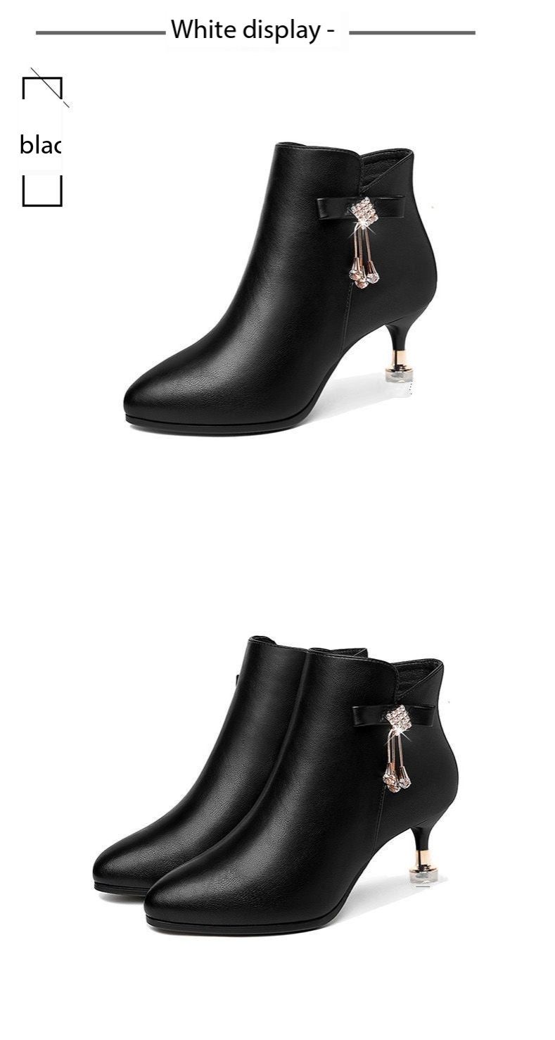 Fashion and sexy ankle boots, women's high heels, autumn and winter thin heels, rivet boots, pointed fashion short boots
