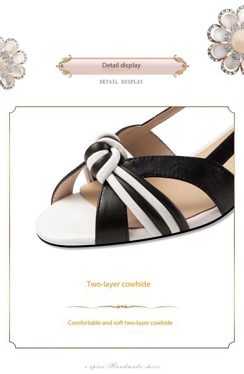 Womens Open Toe Square Head Leisure Women Career Business Mid Heel Slip On Chunky Heeled Sandals For Ladies Dress Shoes
