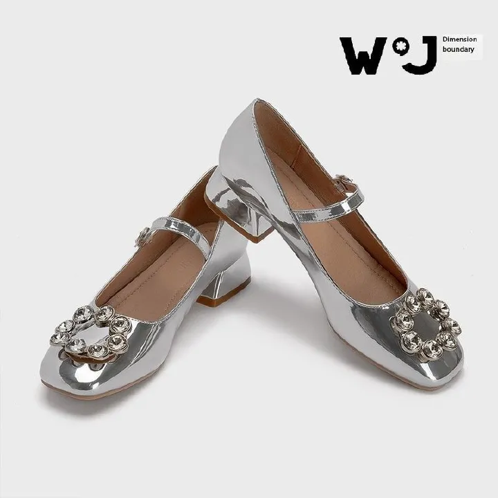 Luxury Women Pumps Fashion Mary Jane Women Pu Leather Shoes Spring Summer Square Head Classic Thick Heel Low Heel Heels