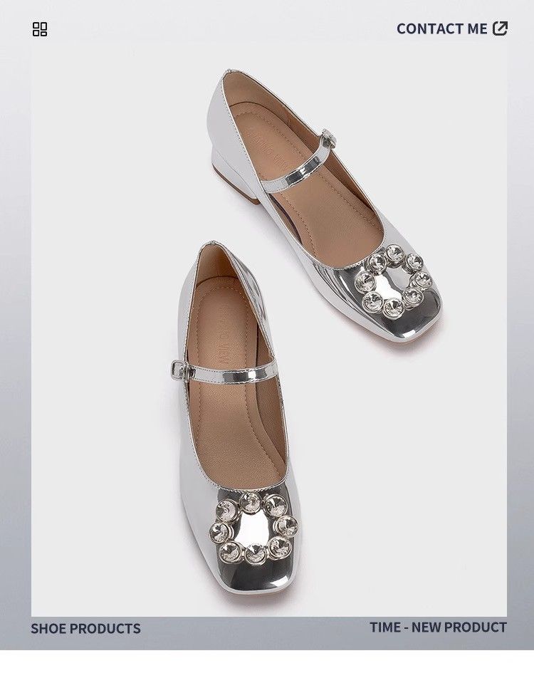 Luxury Women Pumps Fashion Mary Jane Women Pu Leather Shoes Spring Summer Square Head Classic Thick Heel Low Heel Heels