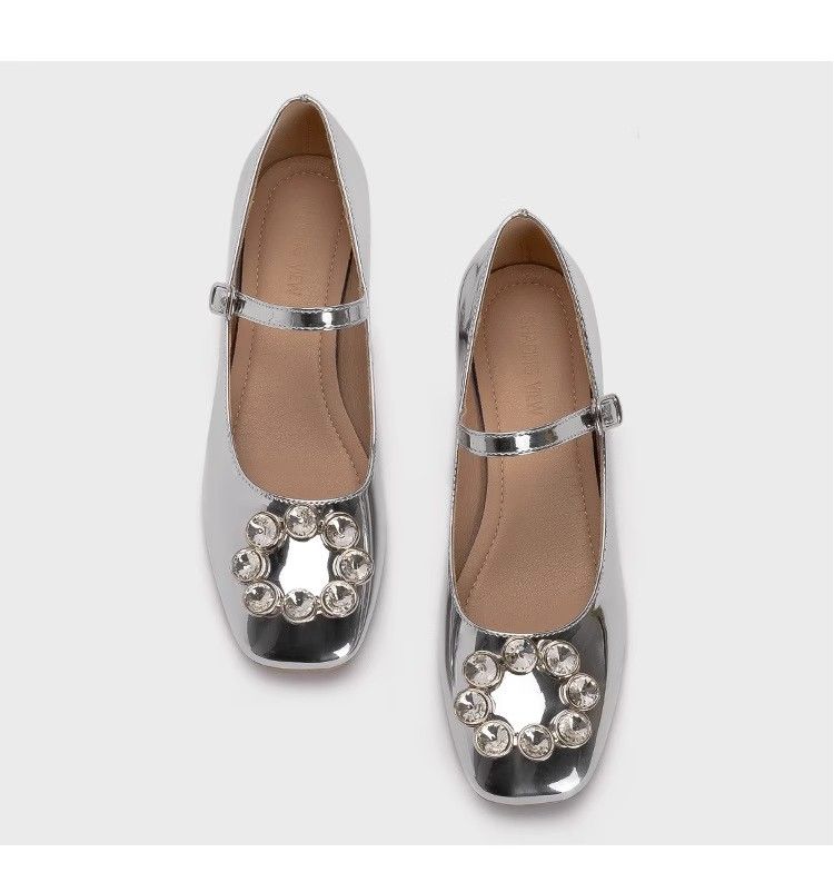 Luxury Women Pumps Fashion Mary Jane Women Pu Leather Shoes Spring Summer Square Head Classic Thick Heel Low Heel Heels