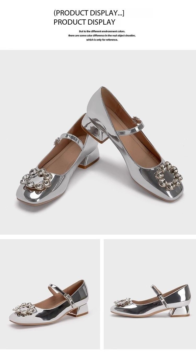 Luxury Women Pumps Fashion Mary Jane Women Pu Leather Shoes Spring Summer Square Head Classic Thick Heel Low Heel Heels