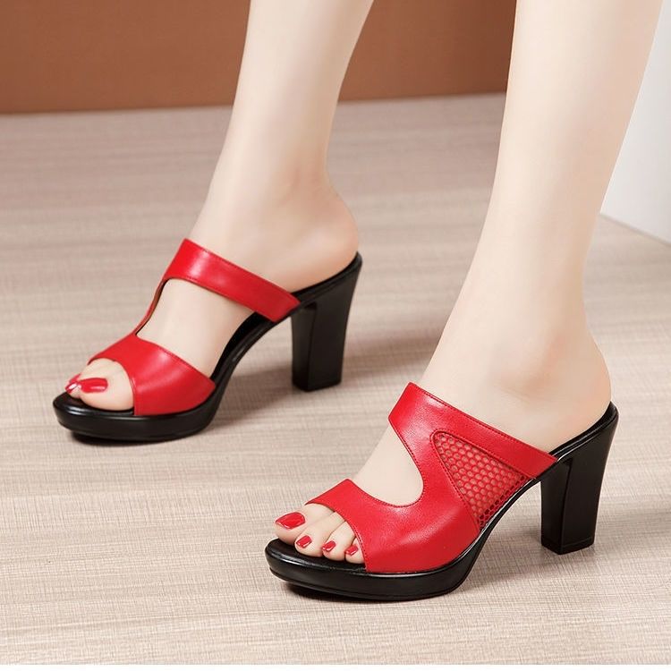 fashion chinese mesh slippers platform ladies breathable sandals outdoor block heels slippers and sandal for women