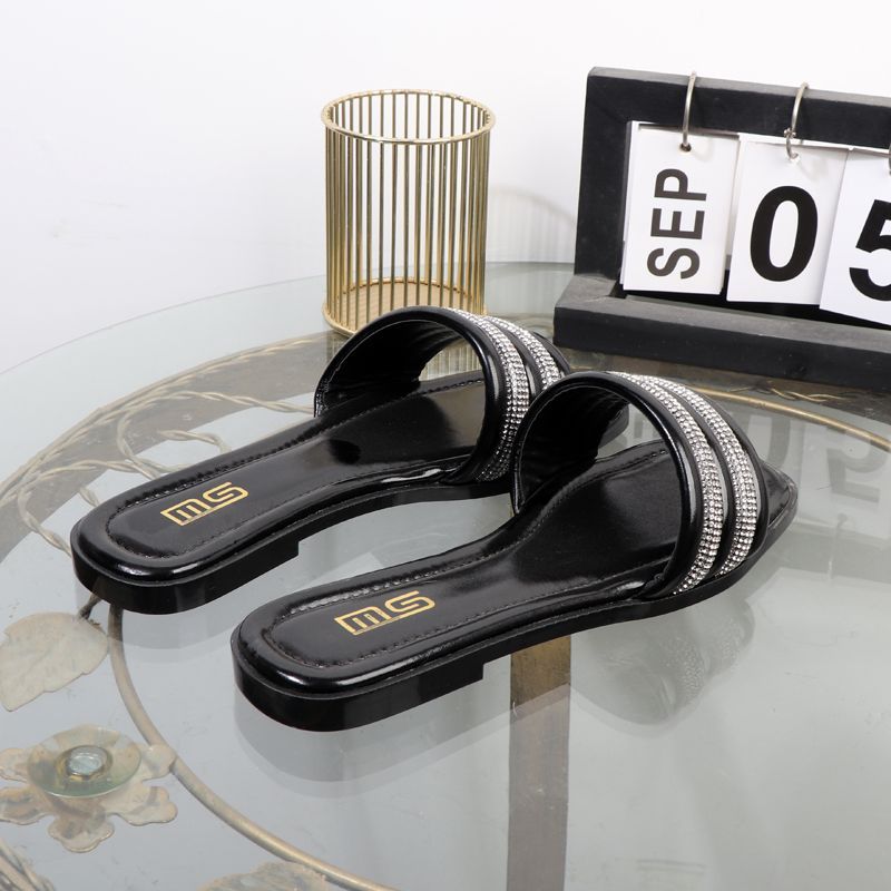 High quality casual sandals shoes women's  simple fashion simple rhinestone square head wedge shoes for women