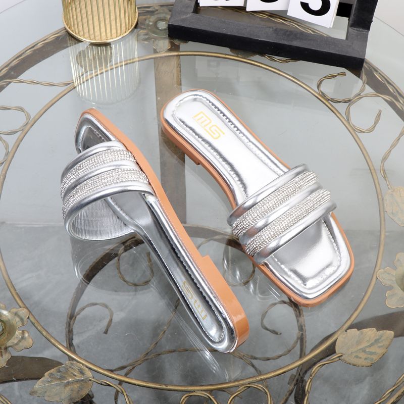 High quality casual sandals shoes women's  simple fashion simple rhinestone square head wedge shoes for women