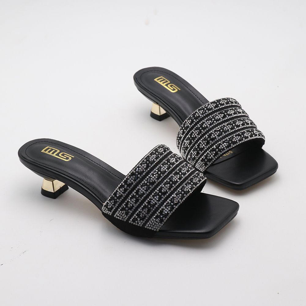 Y black white blue ladies 4cm low cat heels shoes pu female open toe flip-flops women heeled sandals