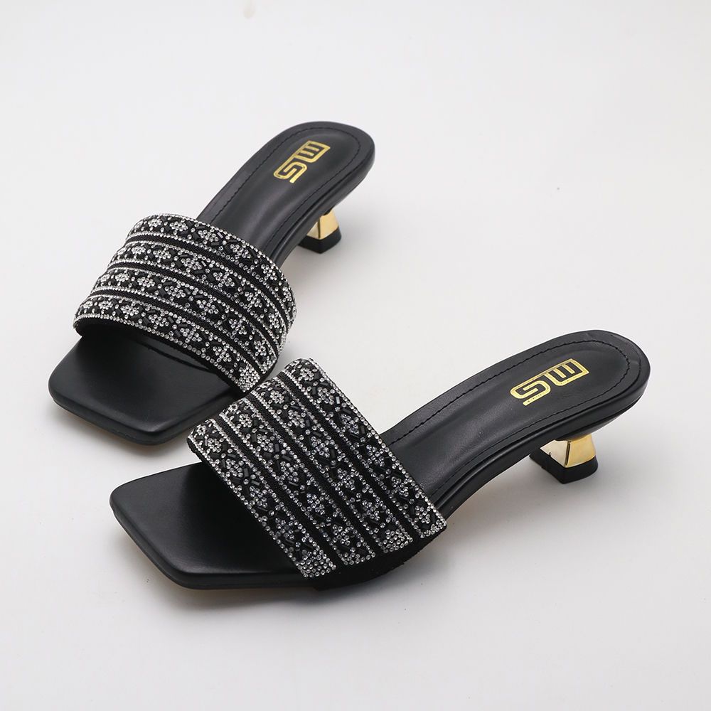 Y black white blue ladies 4cm low cat heels shoes pu female open toe flip-flops women heeled sandals