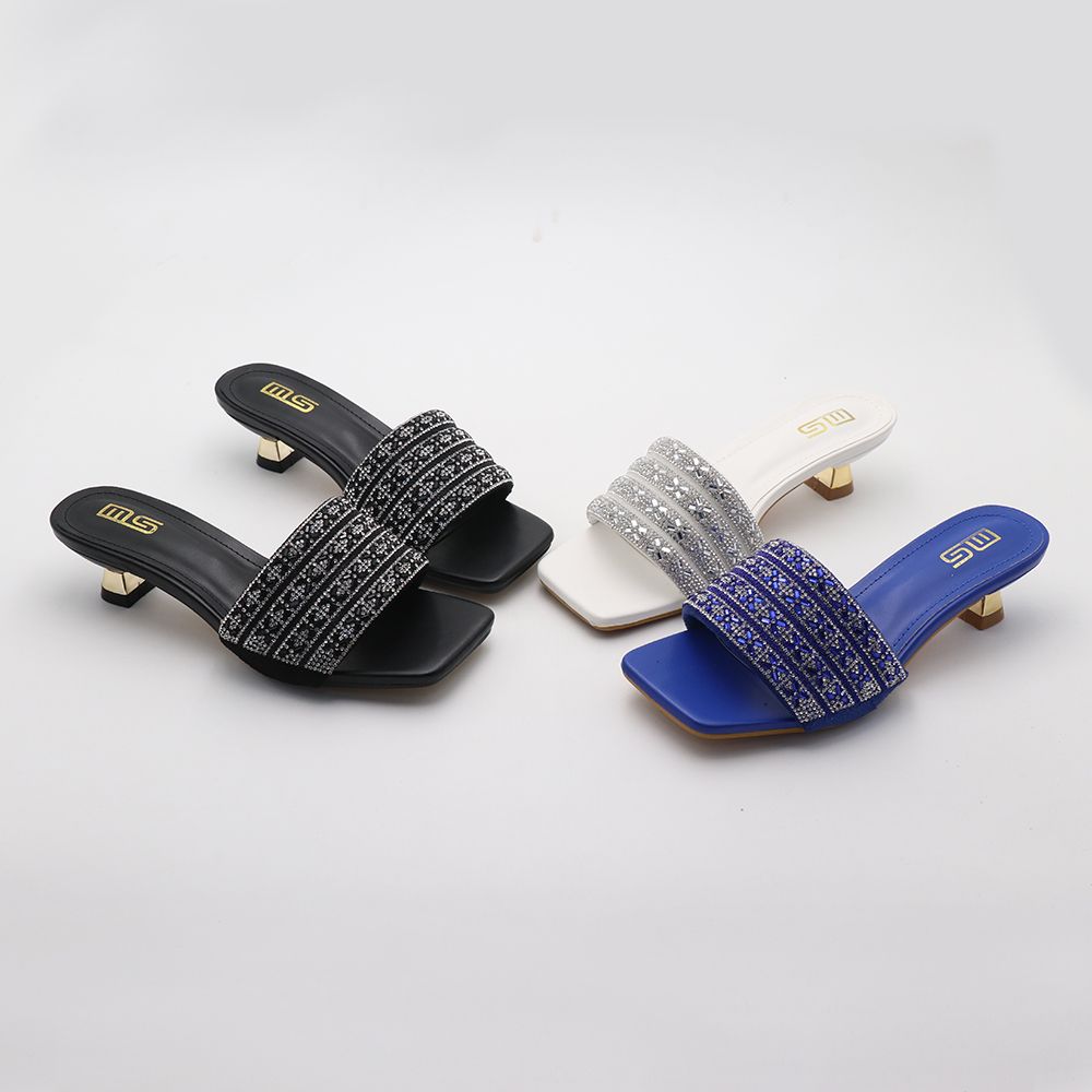 Y black white blue ladies 4cm low cat heels shoes pu female open toe flip-flops women heeled sandals