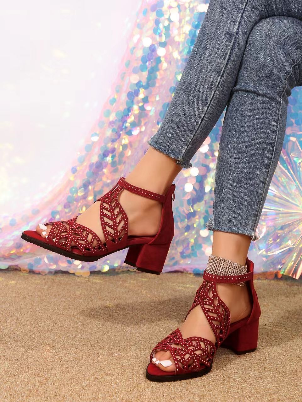 Women Summer Wedge Sandals Fashion Fish Mouth Pumps Sexy Hollow Out Shoes